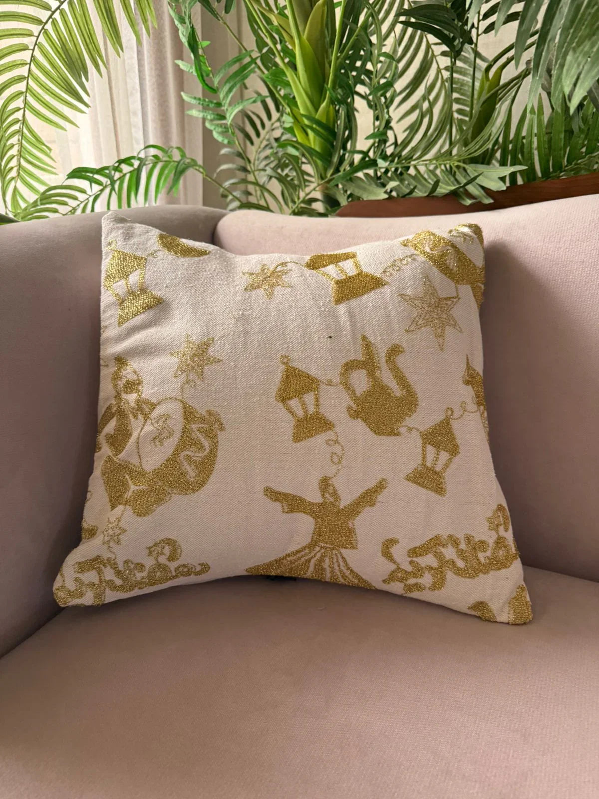 Lavender - Linen cushions with serma embroidery - Ramadan Kareem Print 3 1