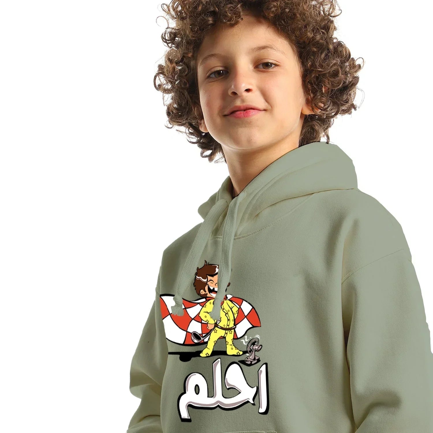 E7lam Kids Oversized Hoodie-Olive - NAS Trends - Babazzaro