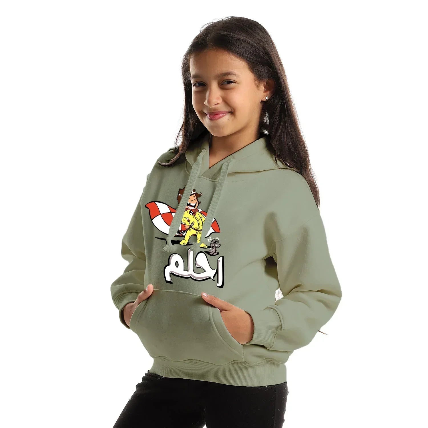 E7lam Kids Oversized Hoodie-Olive - NAS Trends - Babazzaro