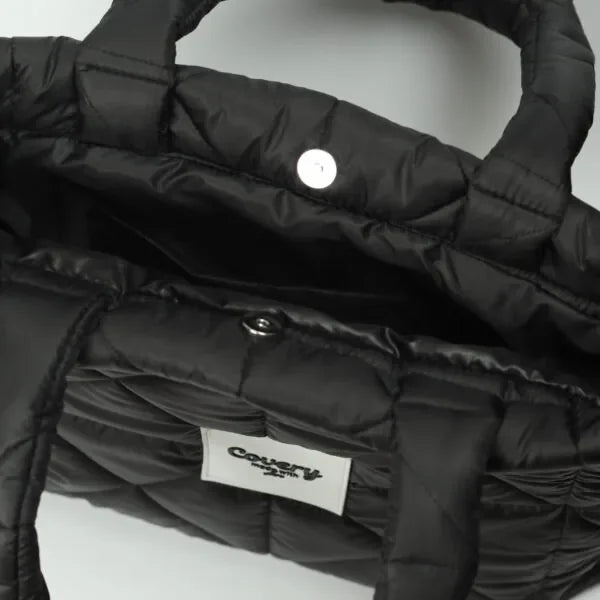 Covery - Black Puffy Tote Bag 2