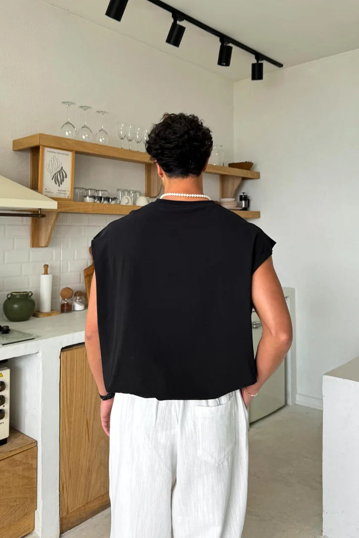 Black Oversized Cut-Off - Comfowear
