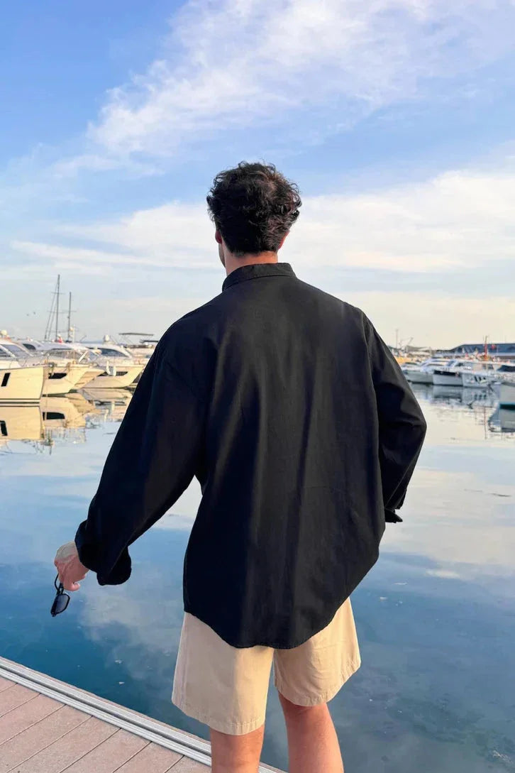 Black Linen Shirt - Comfowear 4