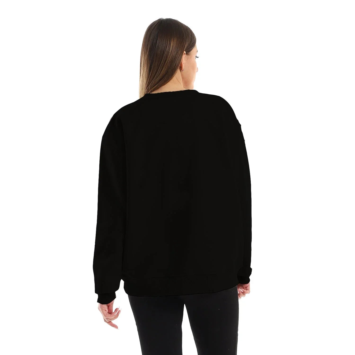 NAS Trends - Basic Unisex Oversized Crew-neck Sweatshirt-Black 4