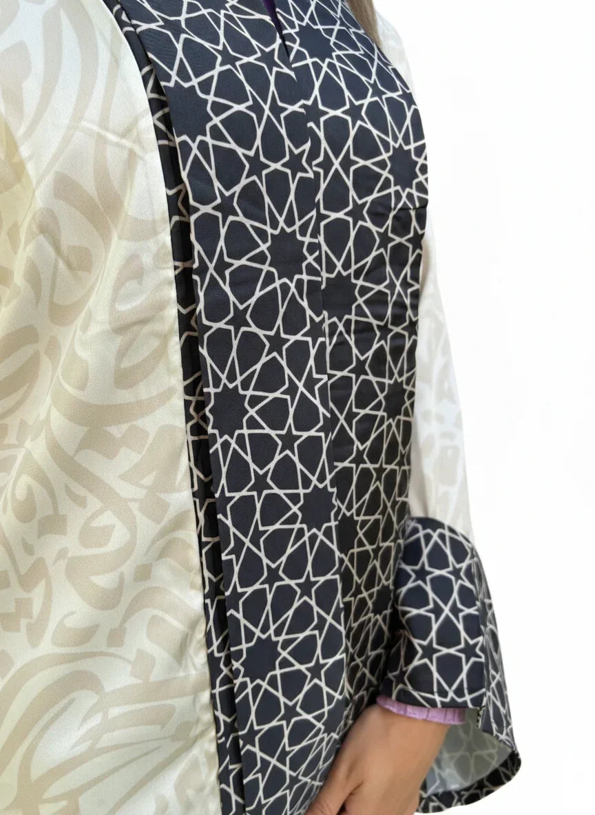 Beige Kaftan with Black Print - Urbantique - Babazzaro