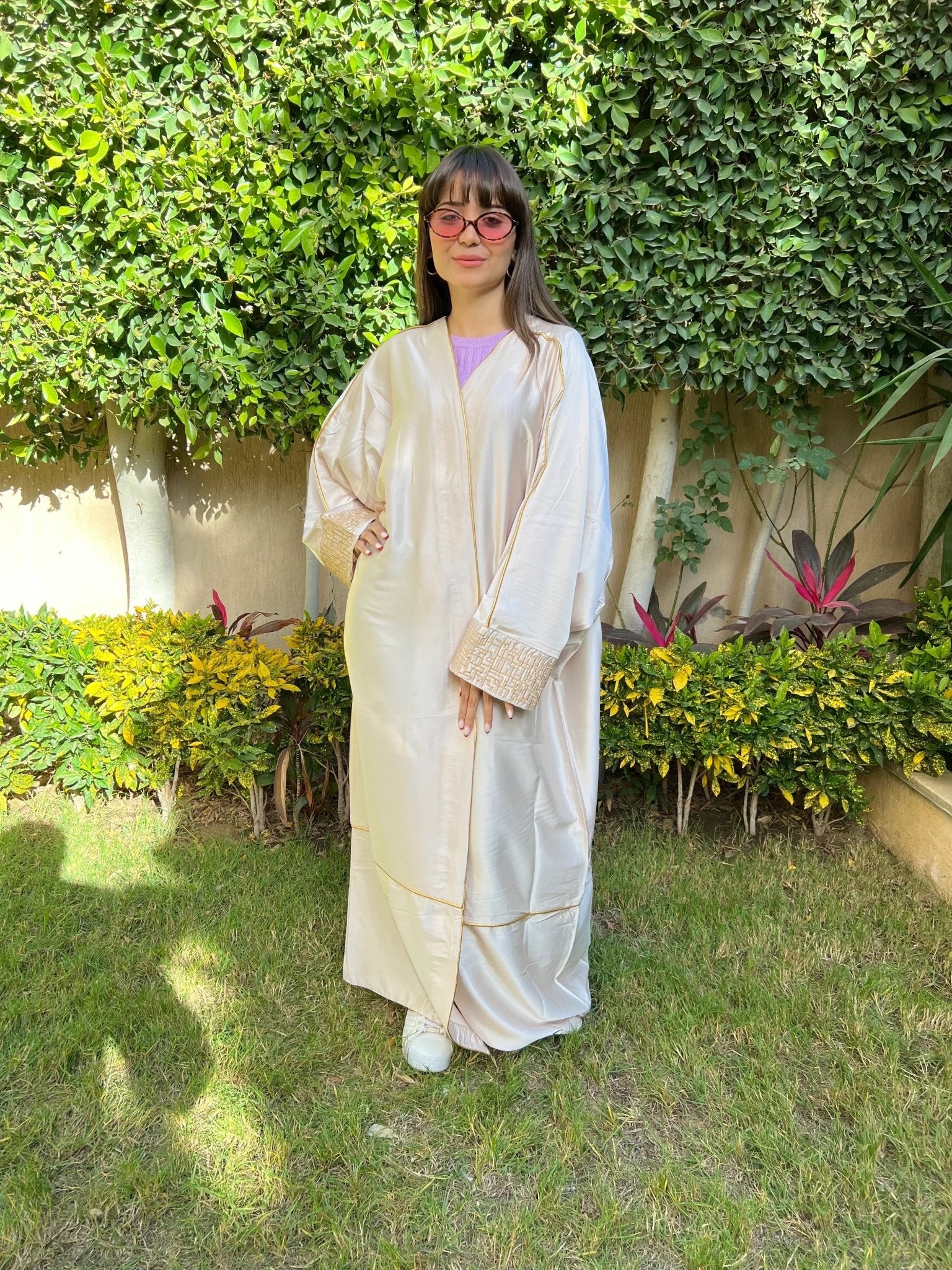 Beige Kaftan with Gold Print - Urbantique - Babazzaro