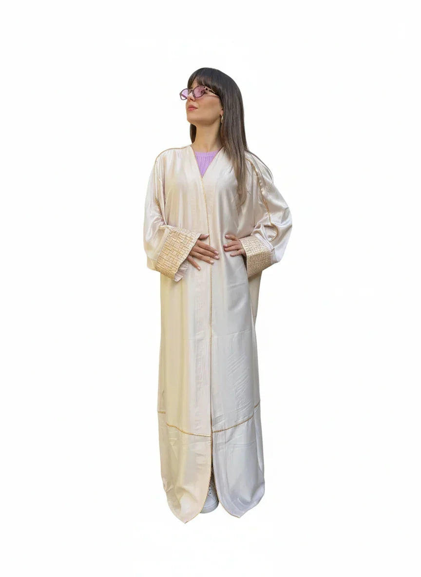 Beige Kaftan with Gold Print - Urbantique - Babazzaro