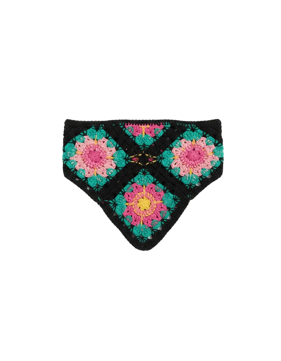 In your shoe - Black Crochet Flower Bandana 4