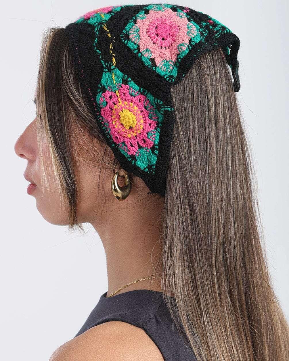 In your shoe - Black Crochet Flower Bandana 3
