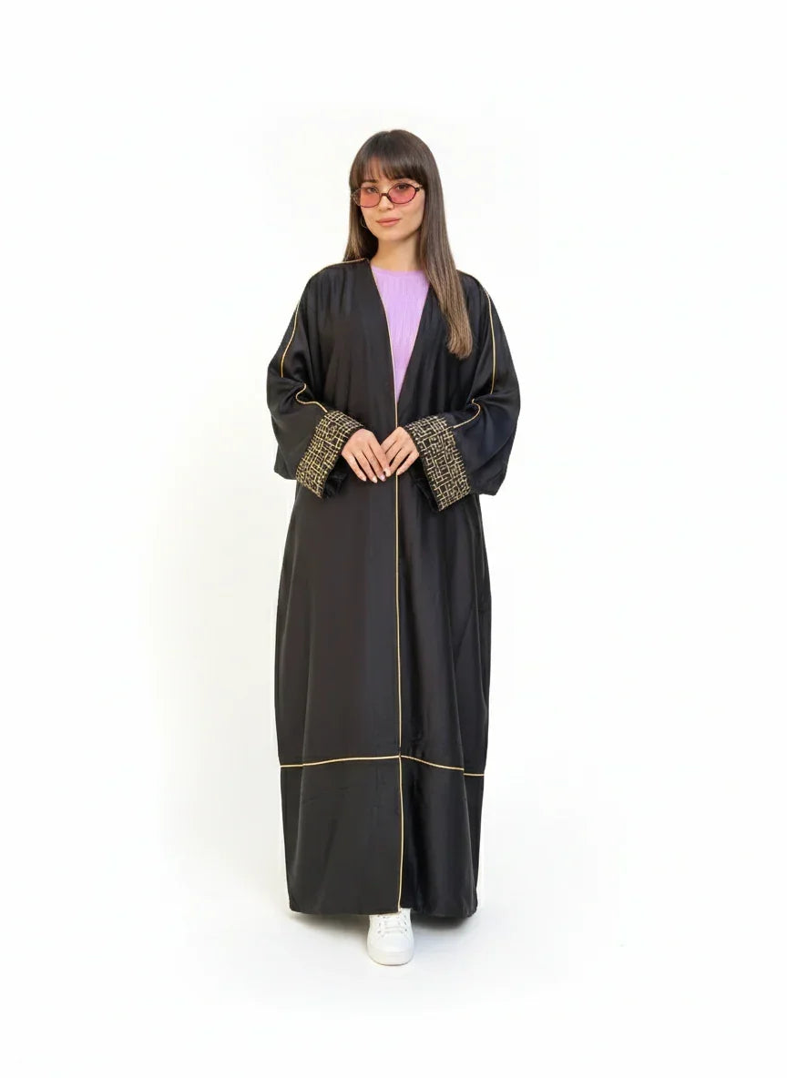 Black Kaftan with Gold Print - Urbantique - Babazzaro