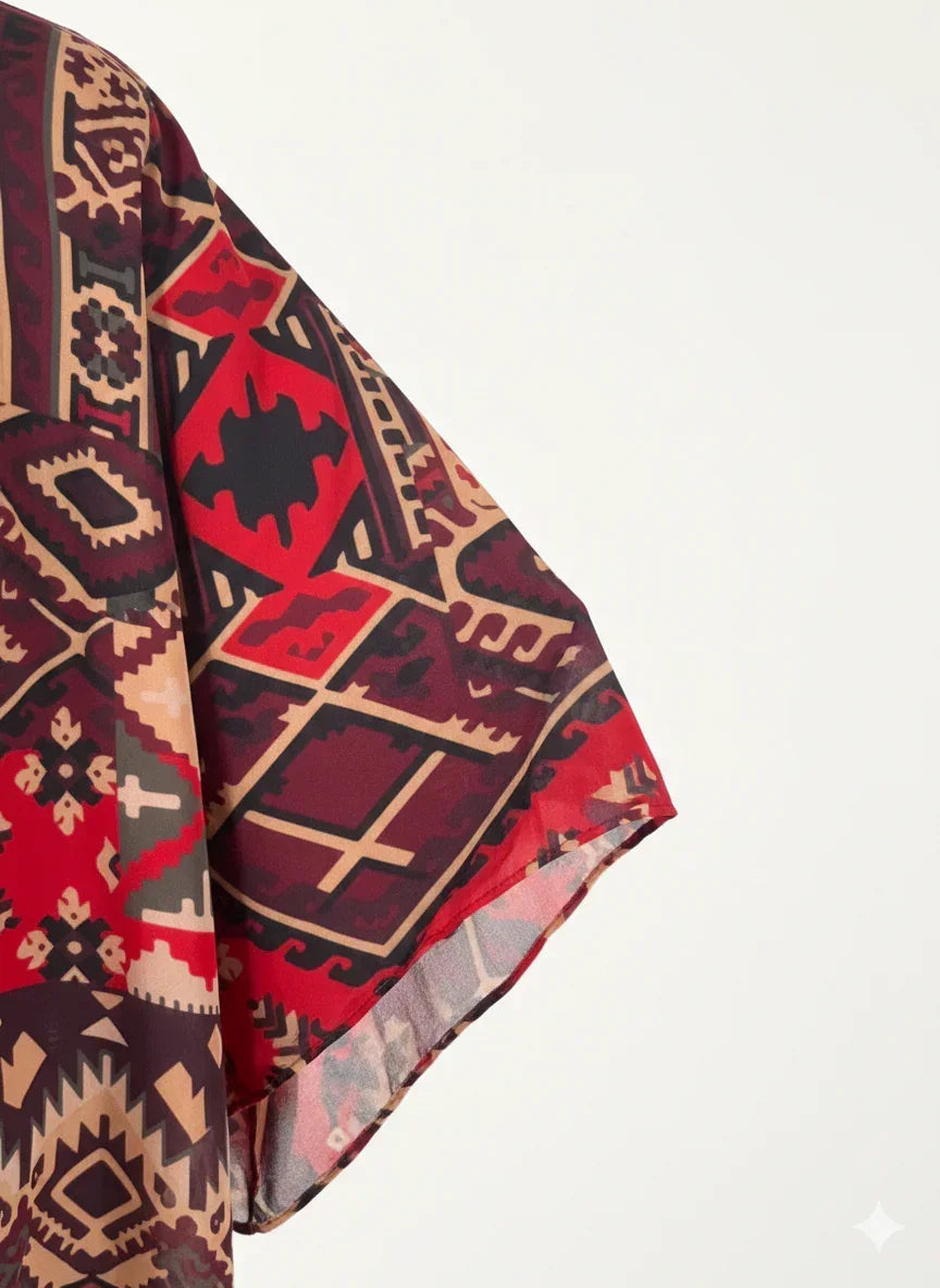 Black Kaftan with Multi - Colored Print - Urbantique - Babazzaro