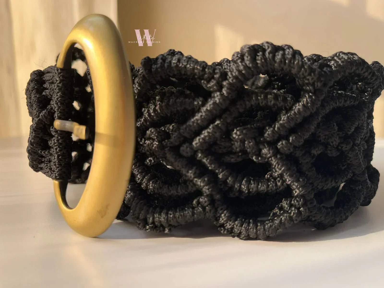 Black Macrame belt - White Fashion - Babazzaro