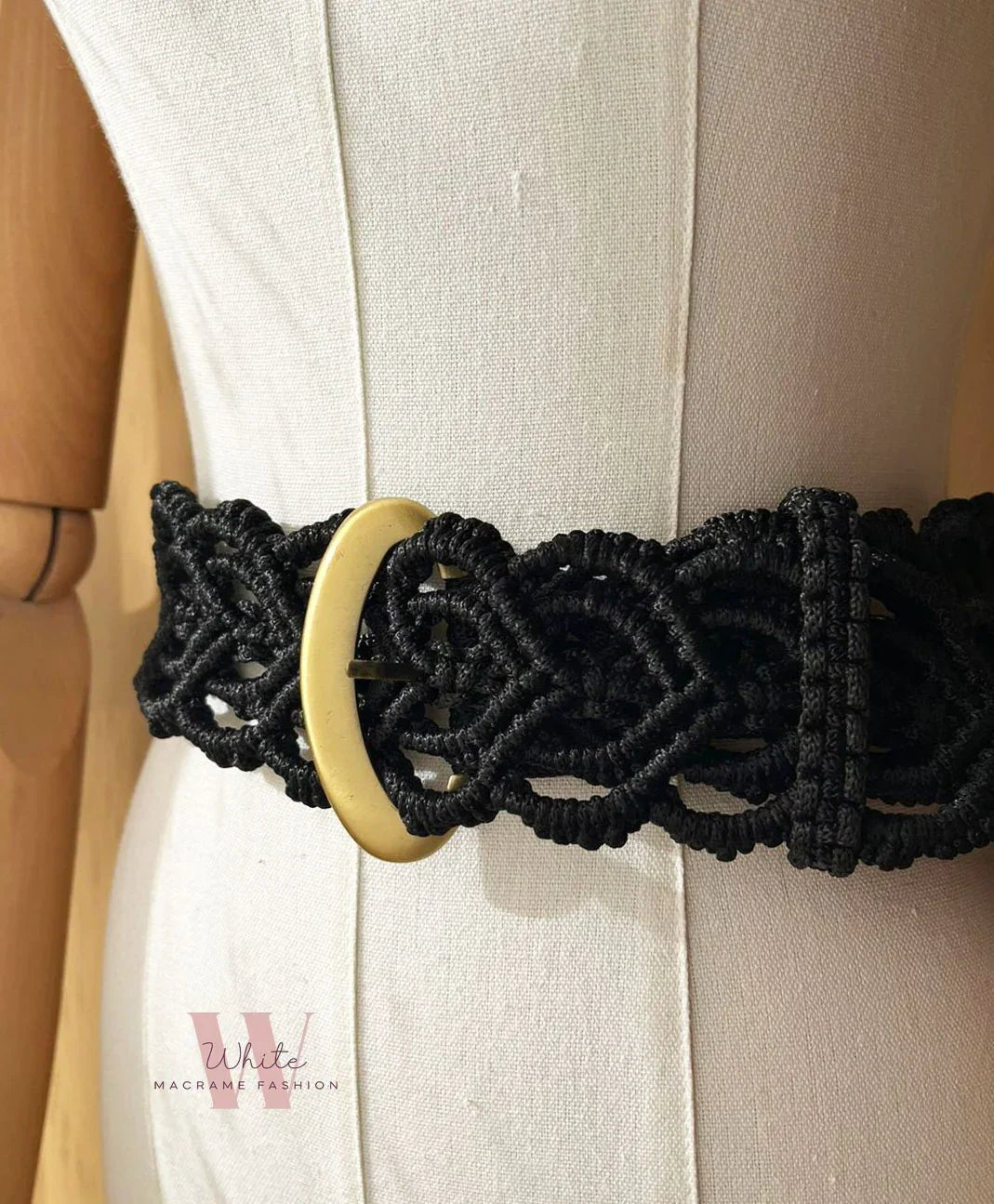 Black Macrame belt - White Fashion - Babazzaro