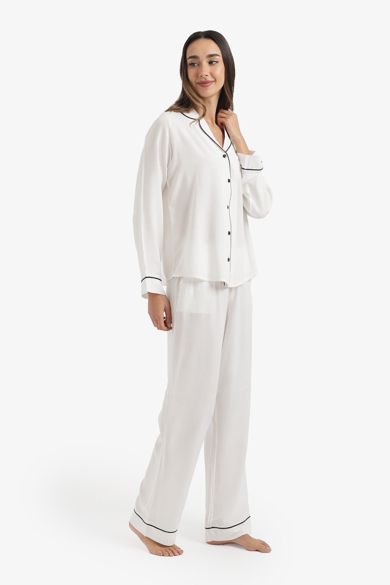 Black Piping Pyjama Set - Carina - Babazzaro