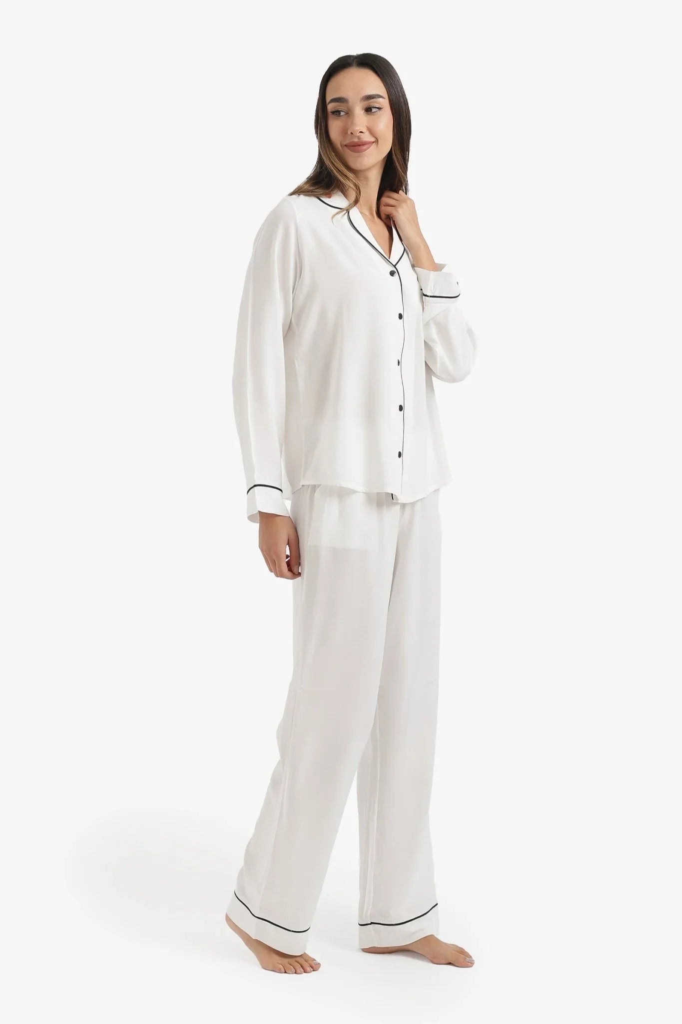Black Piping Pyjama Set - Carina - Babazzaro