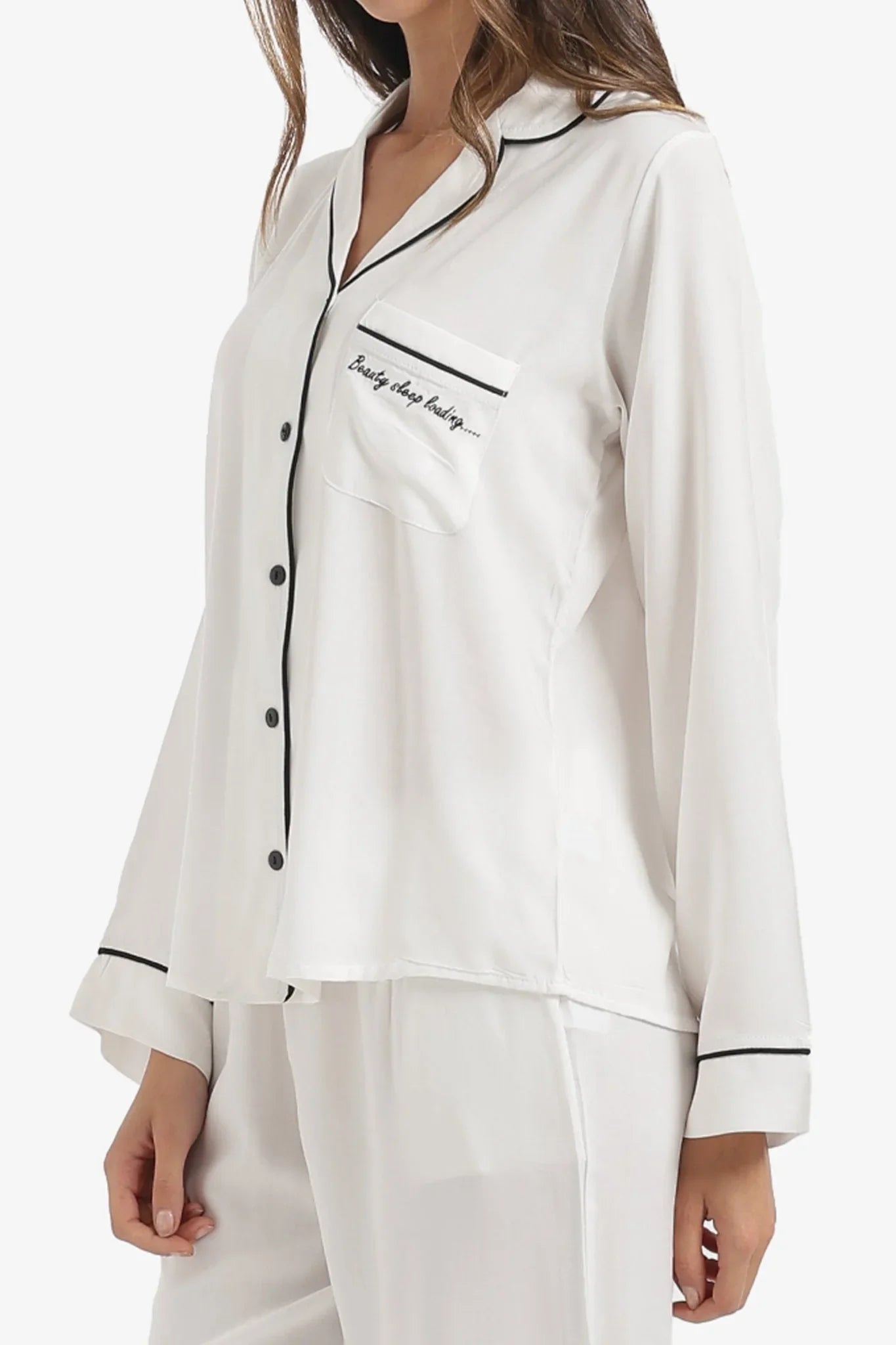 Black Piping Pyjama Set - Carina - Babazzaro