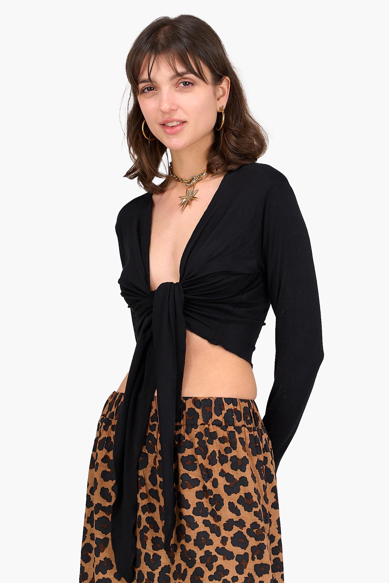 Black Viscose Cardigan - Clue - Babazzaro