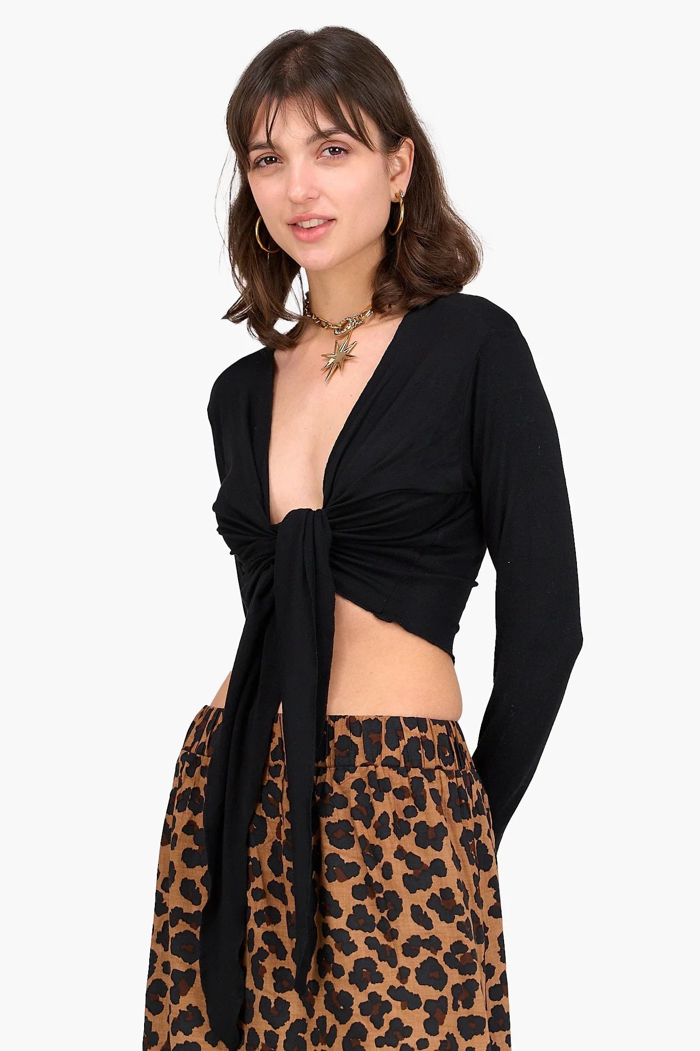Black Viscose Cardigan - Clue - Babazzaro