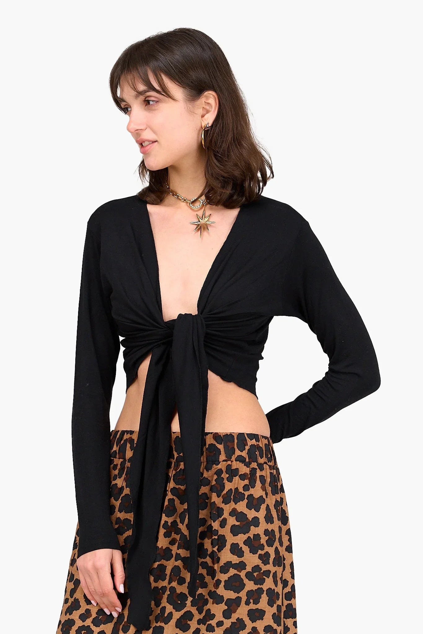 Black Viscose Cardigan - Clue - Babazzaro