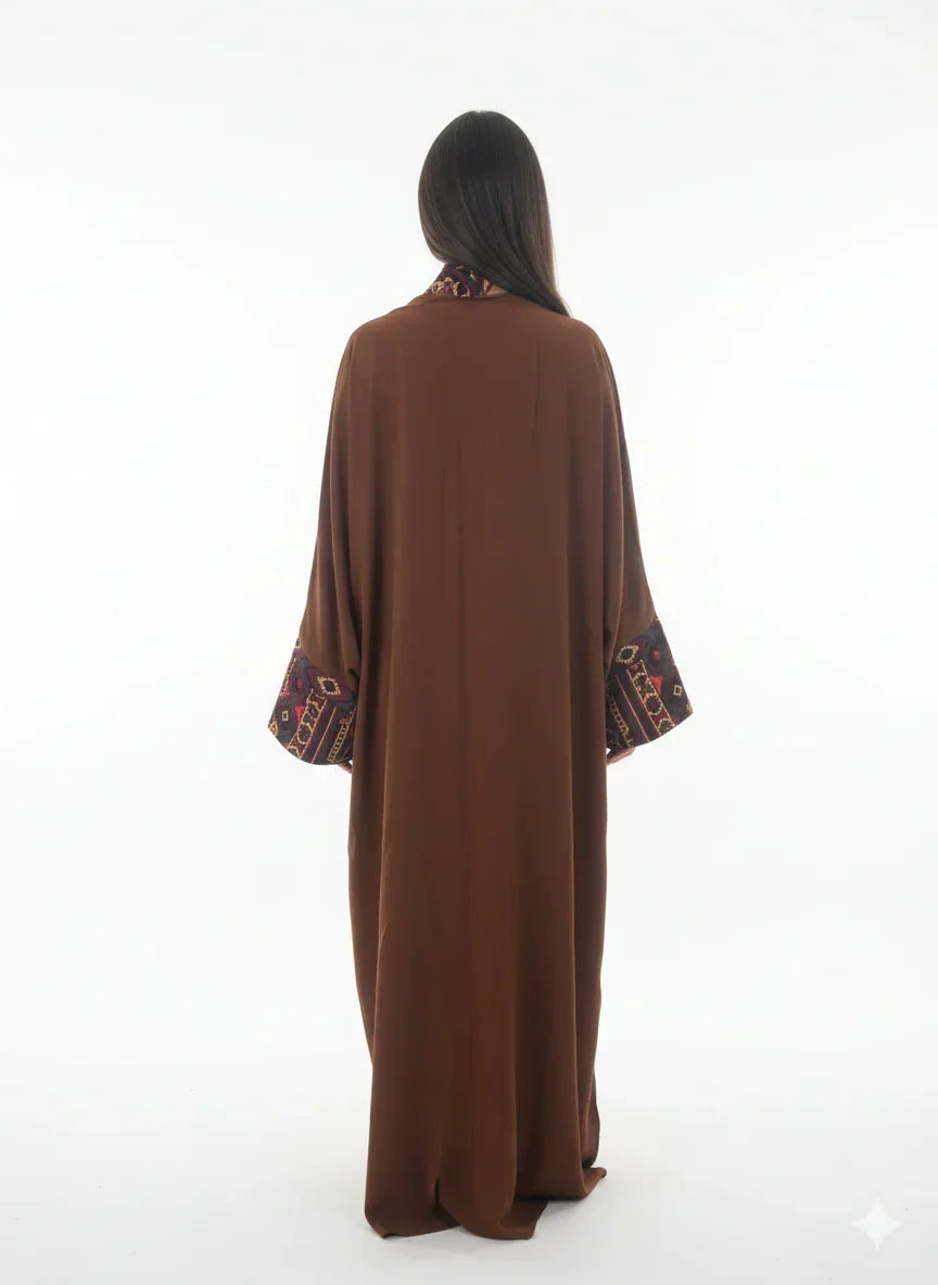 Brown Kaftan with Multi - Colored Print - Urbantique - Babazzaro