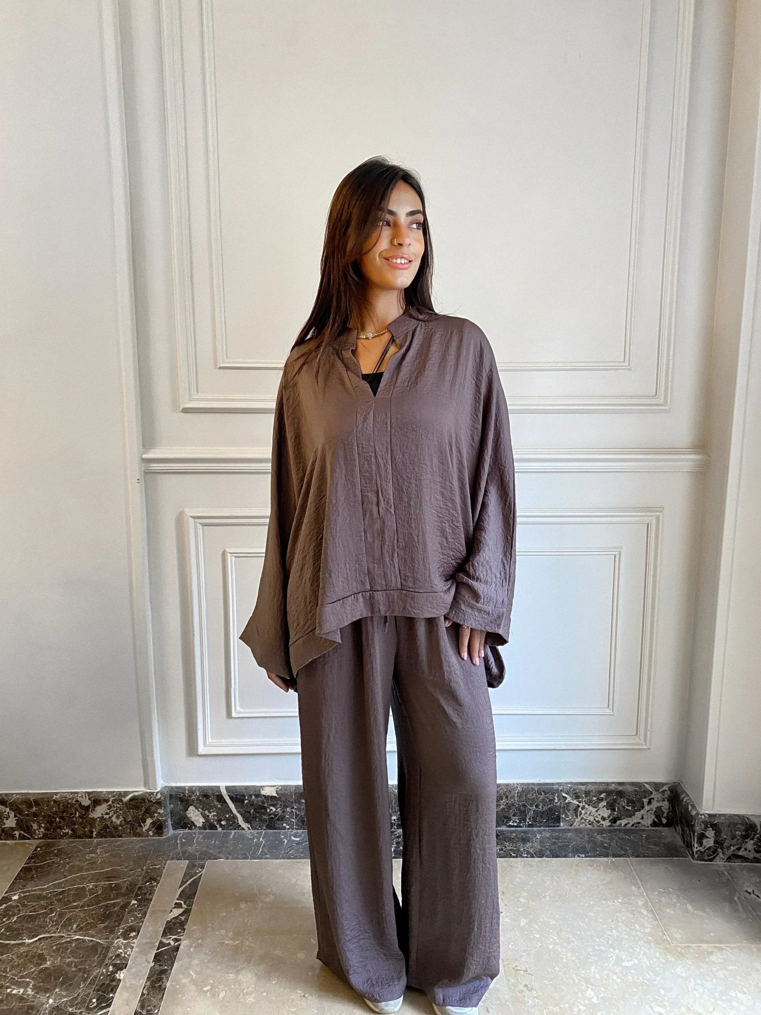 brown silk set - Dress Code - Babazzaro