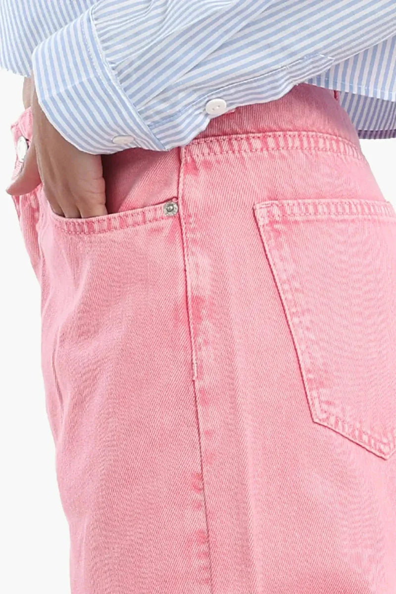 Carina - Folded Hem Pink Jeans 5