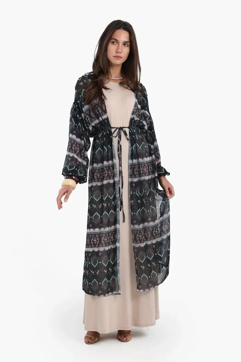 Carina - Printed Kimono with Elastic Waist 1