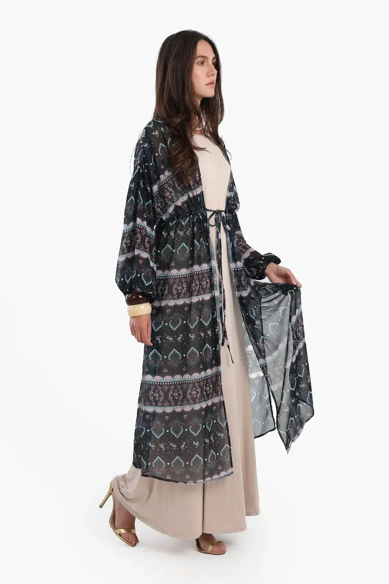 Carina - Printed Kimono with Elastic Waist 5