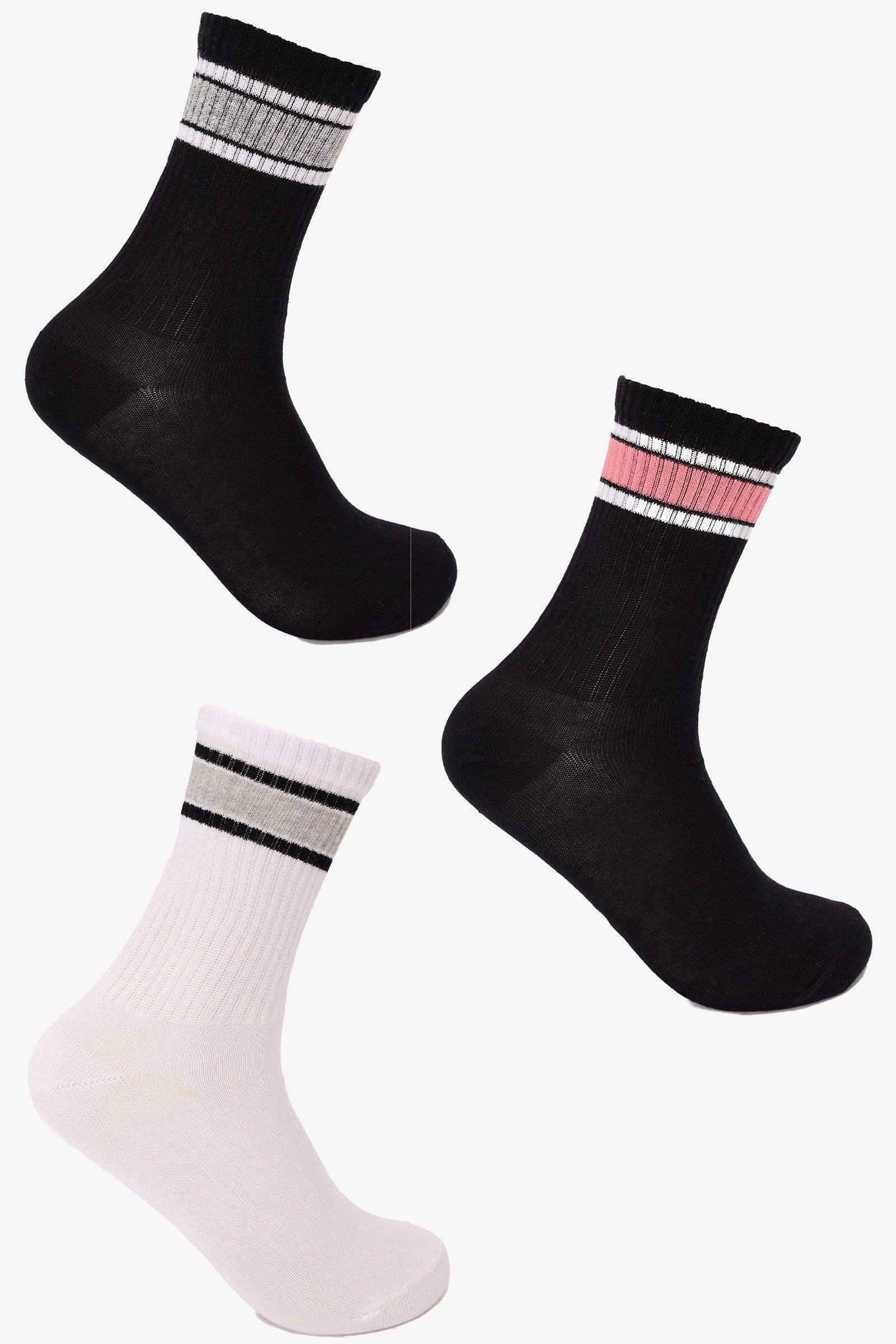 Carina - Girly Socks with Stripes - 3 Pairs 1
