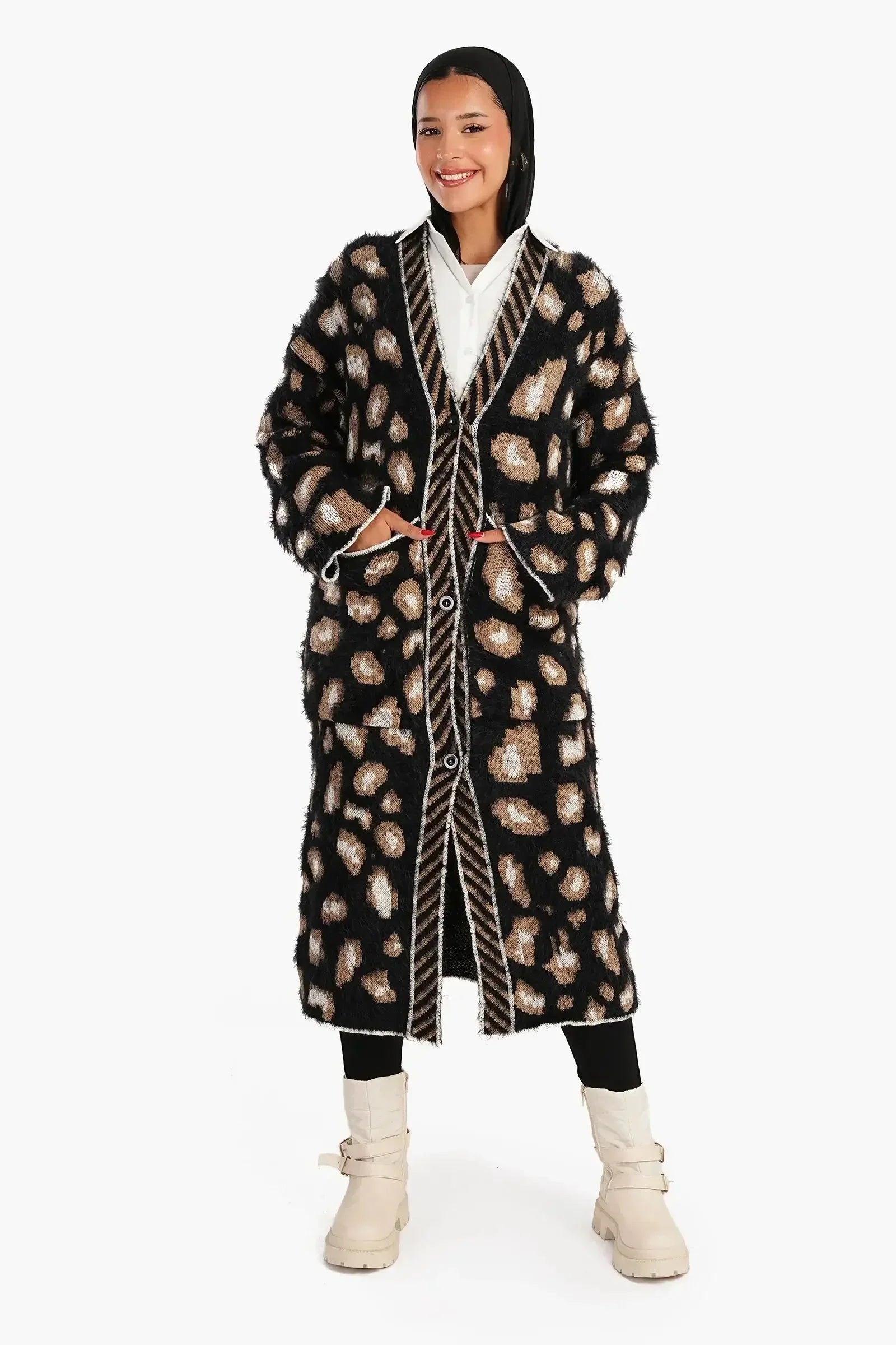 Carina - Midi Length Printed Knit Cardigan 1