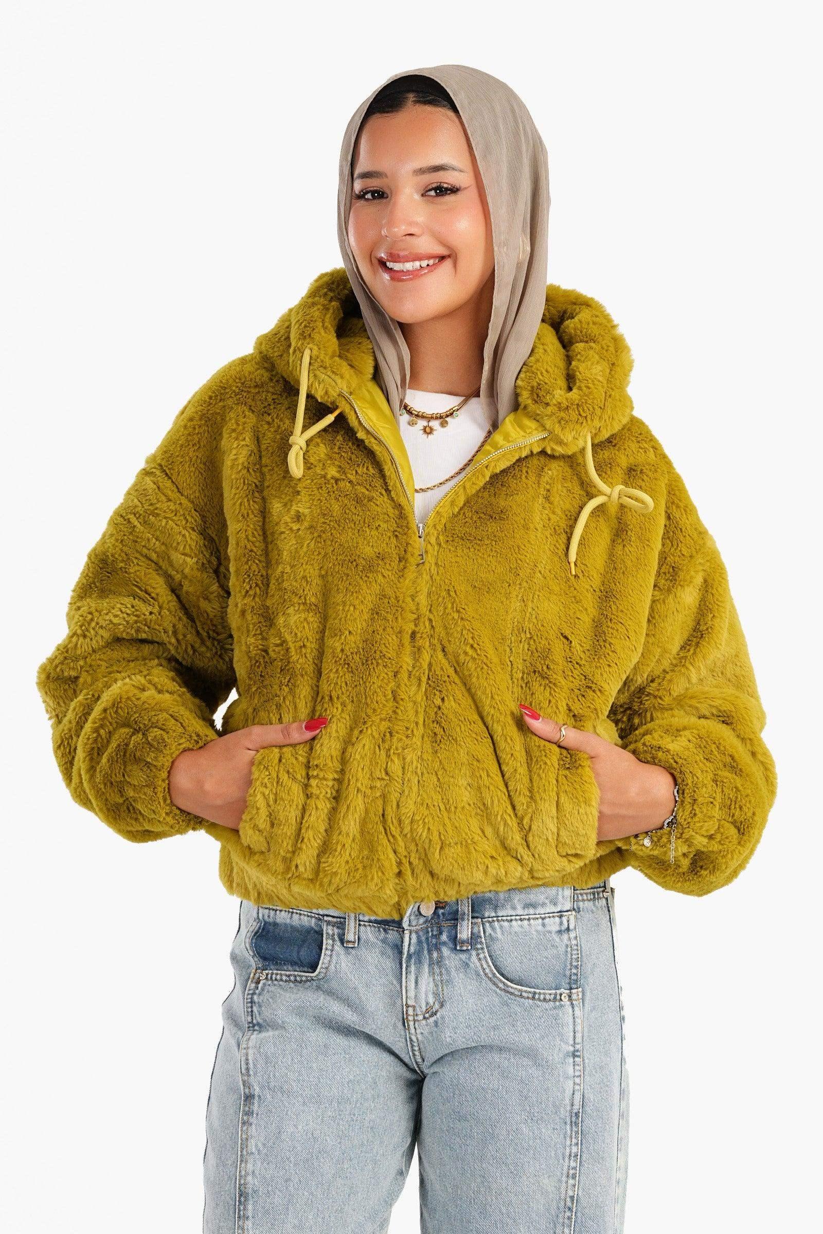 Carina - Fluffy Fur Bomber Jacket 1