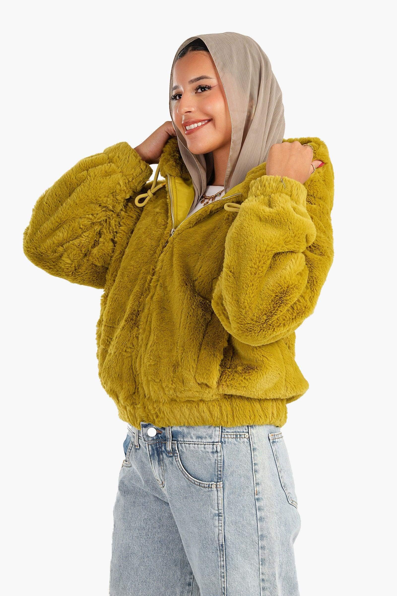 Carina - Fluffy Fur Bomber Jacket 2