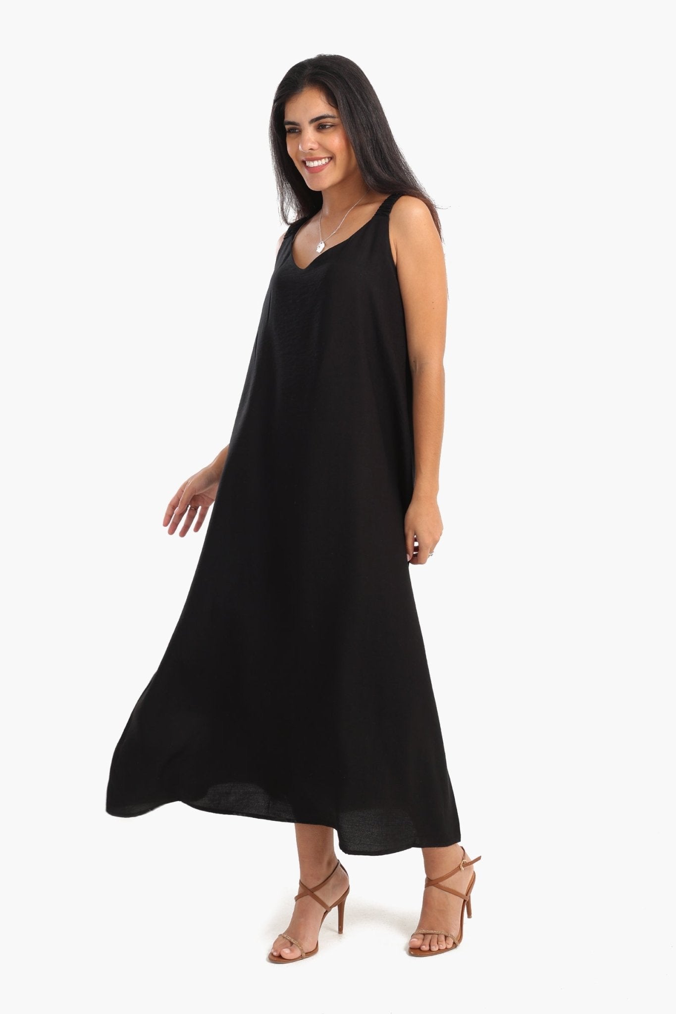 Chic V - Neck Midi Dress - Clue - Babazzaro