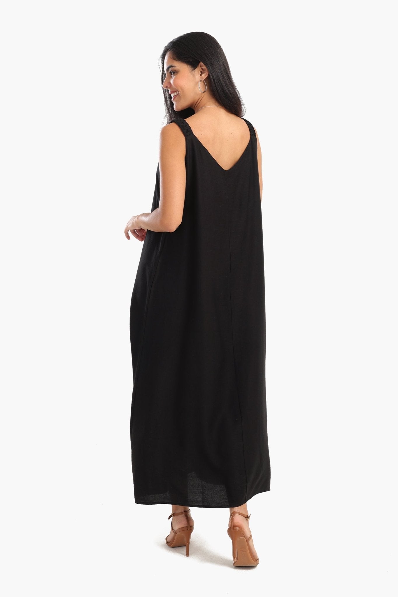 Chic V - Neck Midi Dress - Clue - Babazzaro
