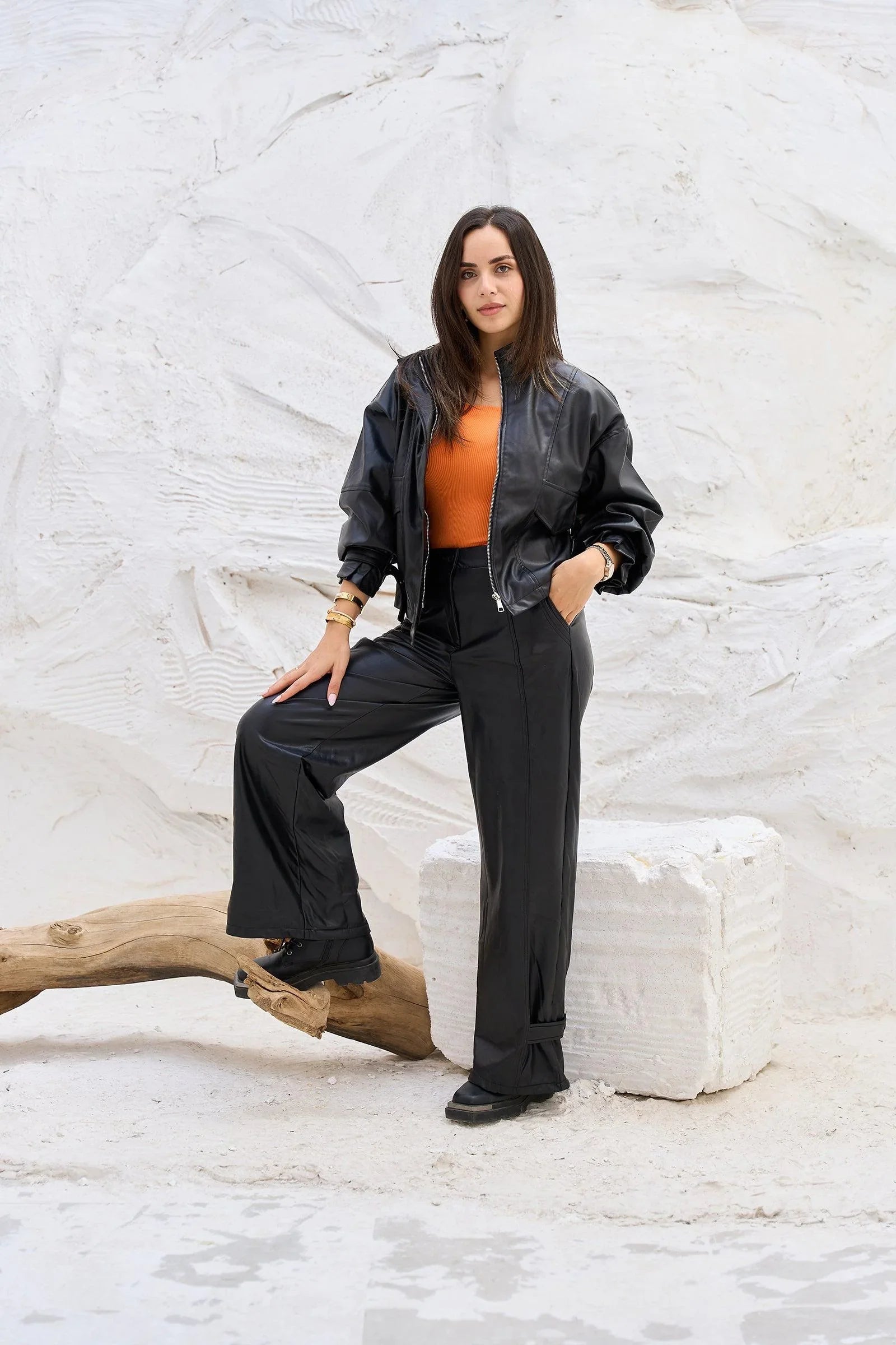 Clue - Wide Leg Leather Pants 1