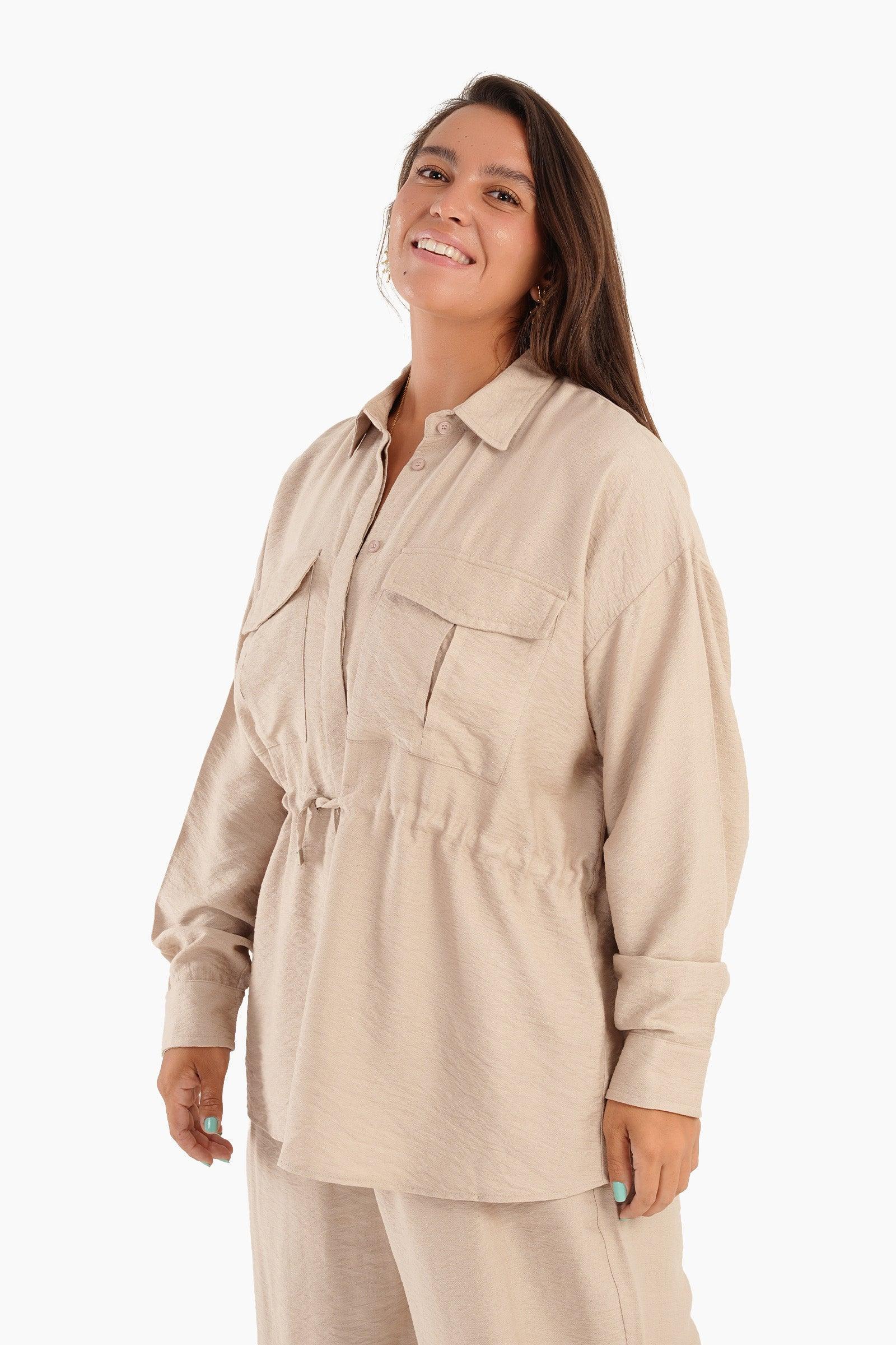 Clue - Linen Shirt with Waist Drawstring 2