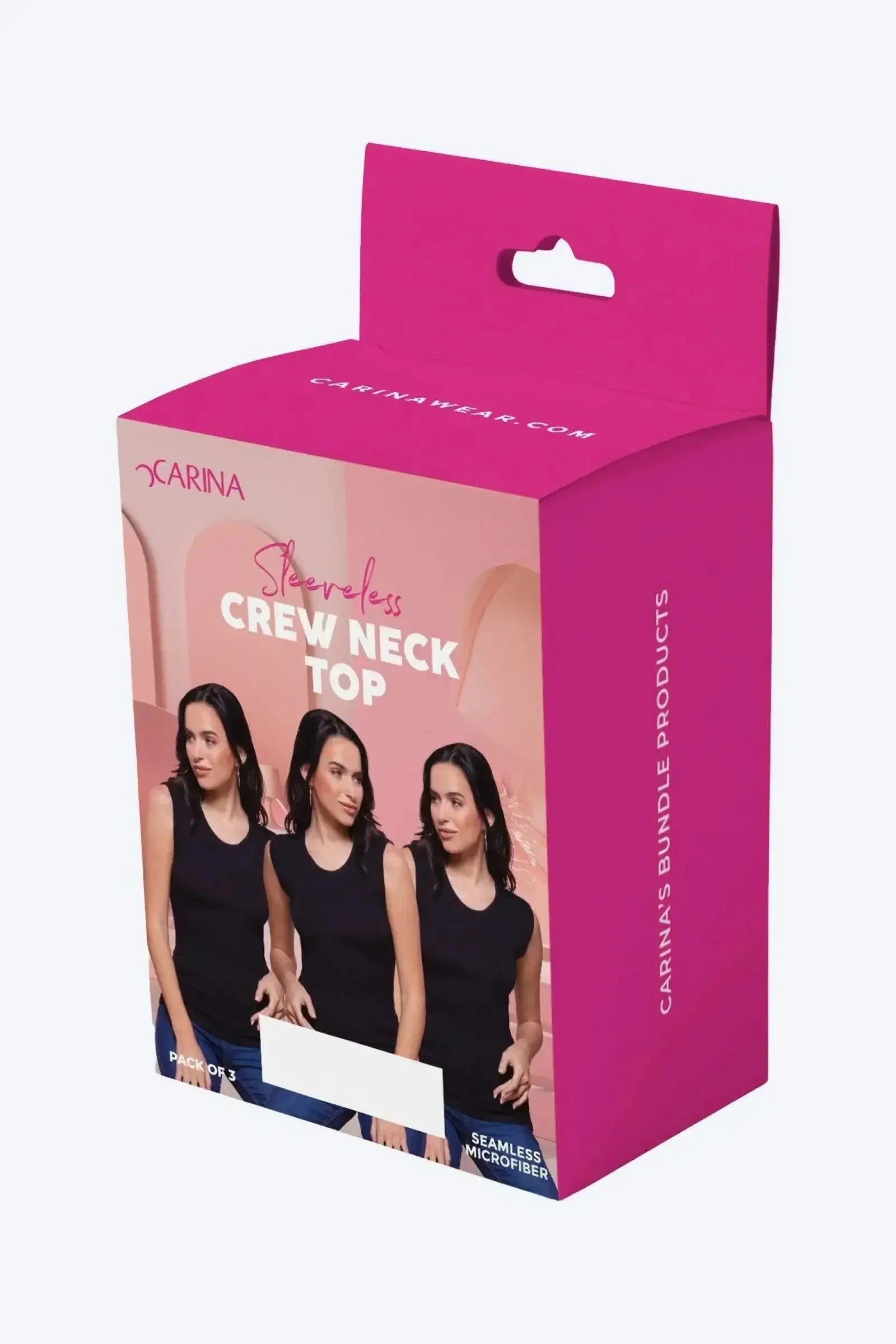 Carina - Crew Neck Seamless Microfiber Sleeveless Top Pack of 3 7