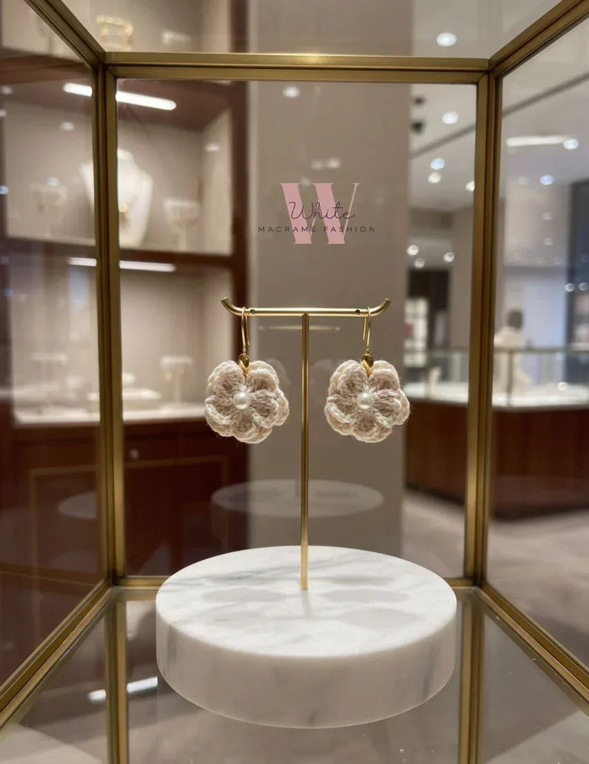 Crochet earings in off - white - White Fashion - Babazzaro