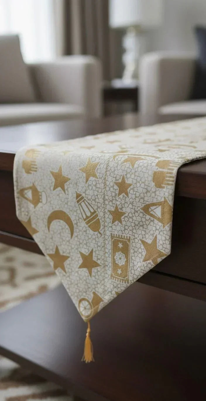 Lavender - Linen runner with Ramadan pattern print 3