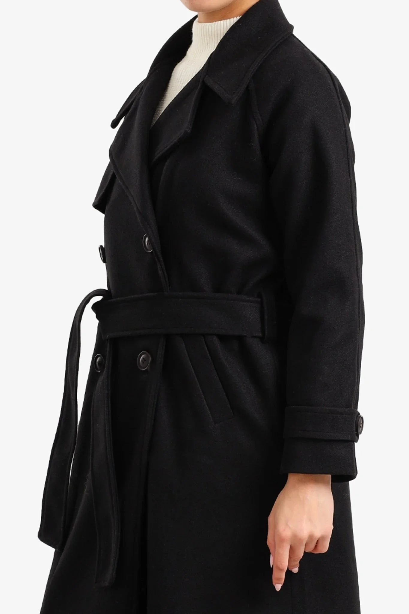 Double Breasted Wool Coat - Clue - Babazzaro