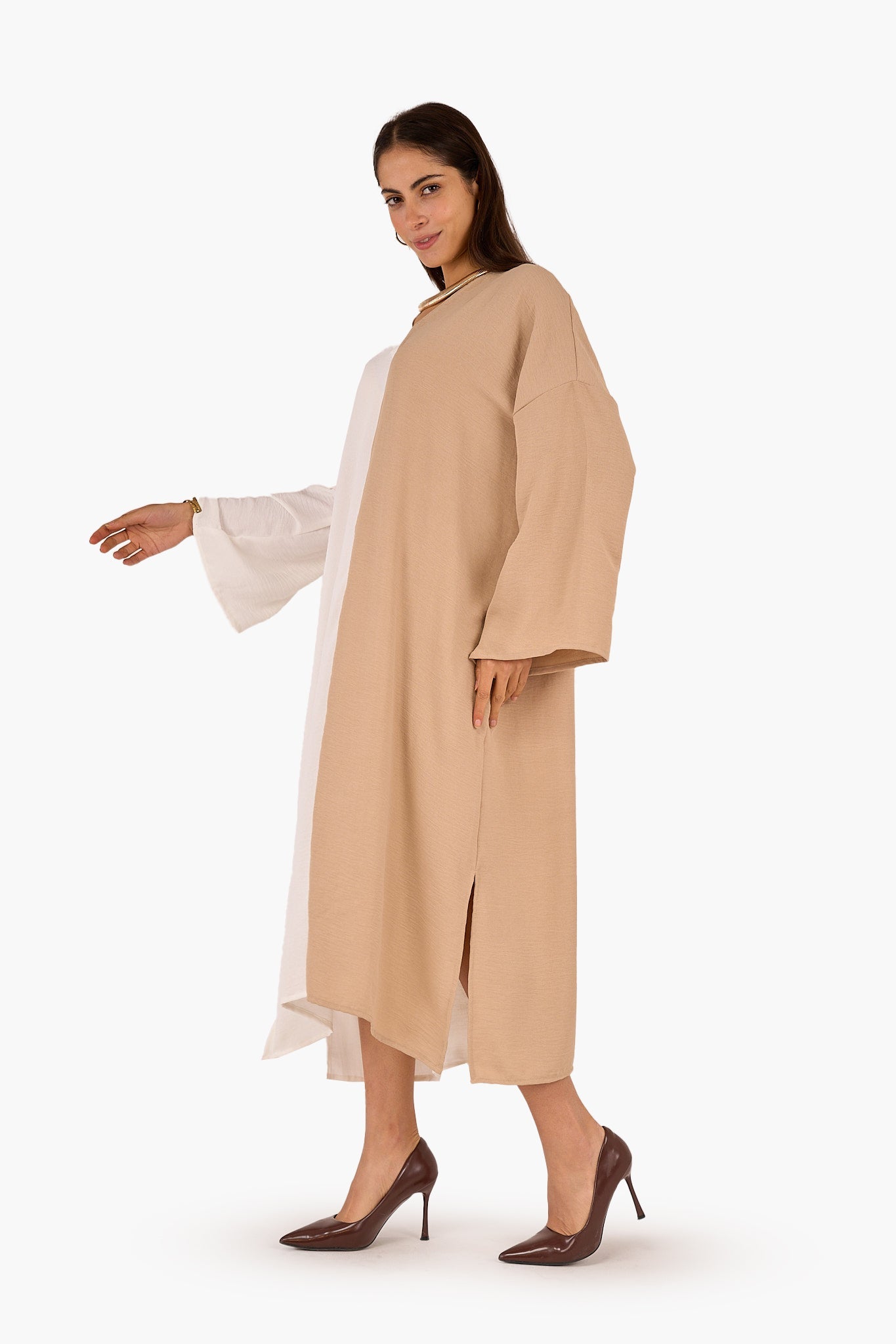 Dual Tone V - Neck Dress - Clue - Babazzaro