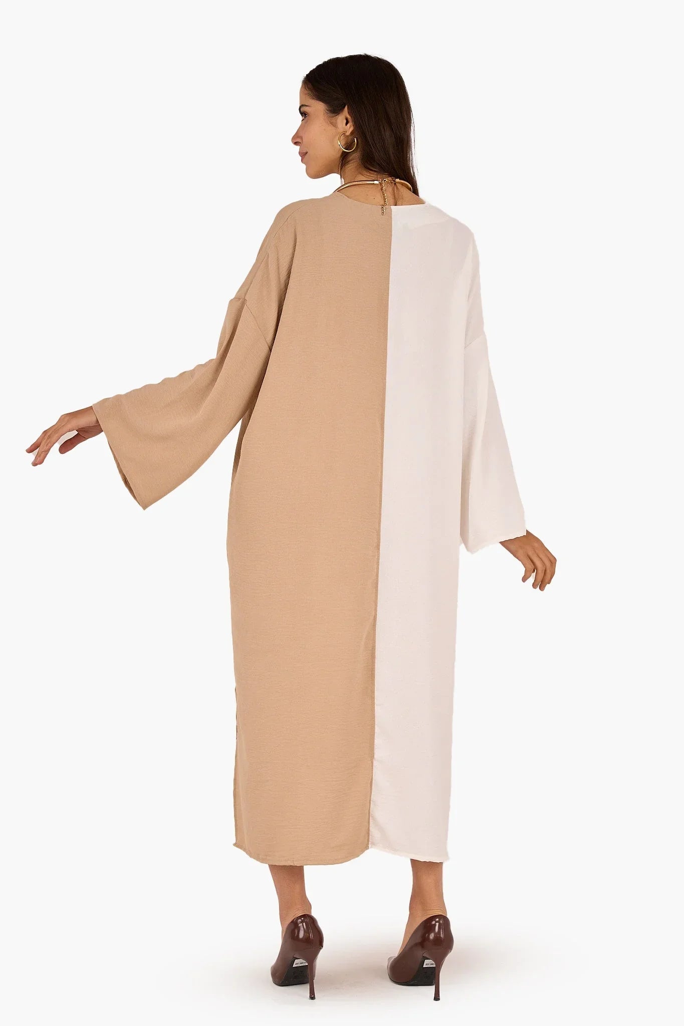 Dual Tone V - Neck Dress - Clue - Babazzaro