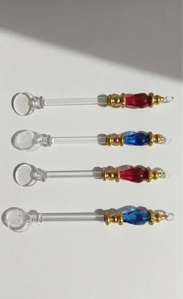 Lavender - Set of 4 glass tea spoons 1