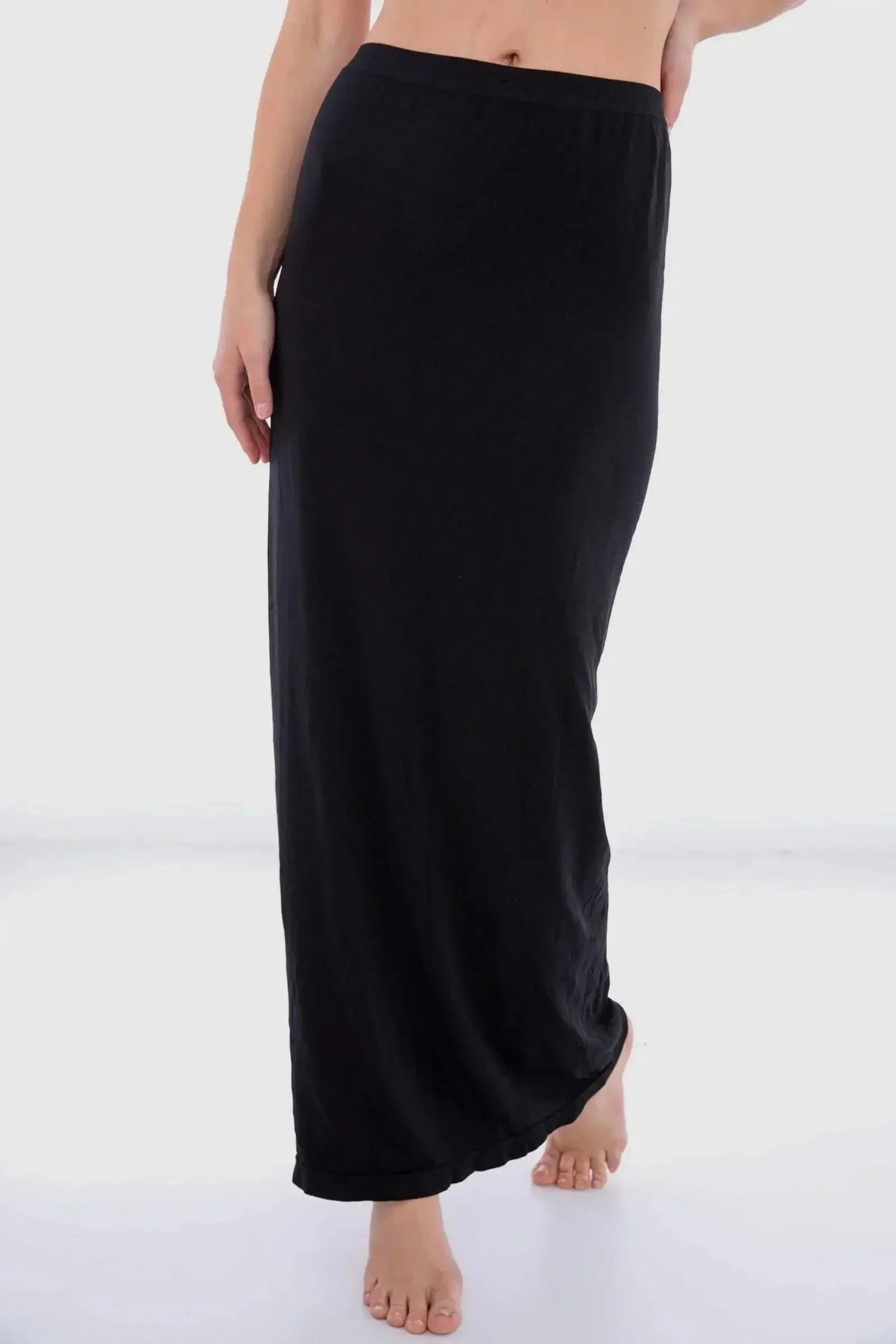 Carina - Elastic Waist Solid Maxi Skirt 1