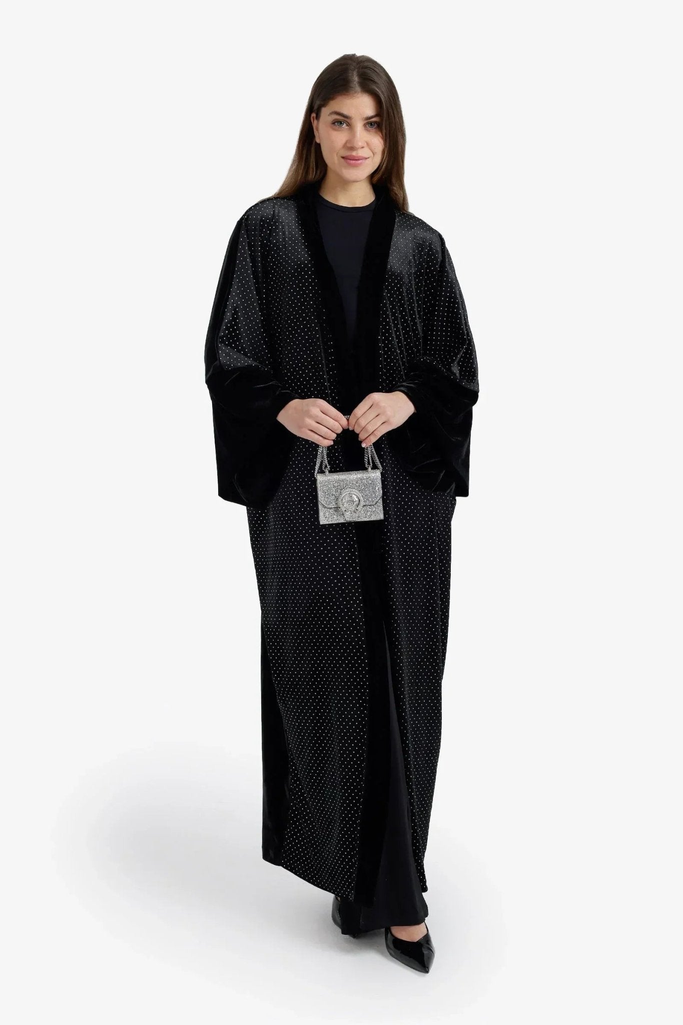 Embellished Velvet Maxi Kimono - Carina - Babazzaro