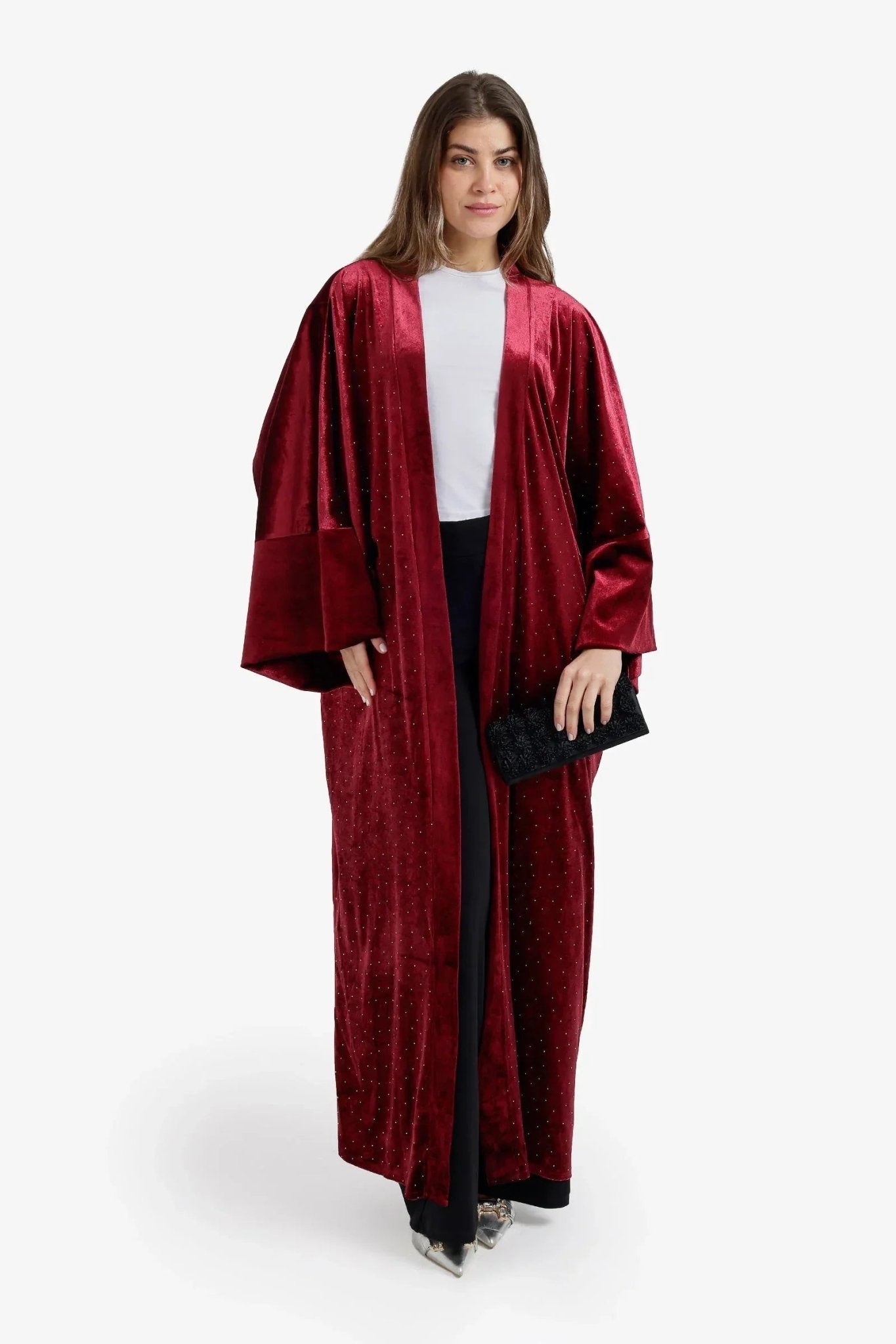 Embellished Velvet Maxi Kimono - Carina - Babazzaro