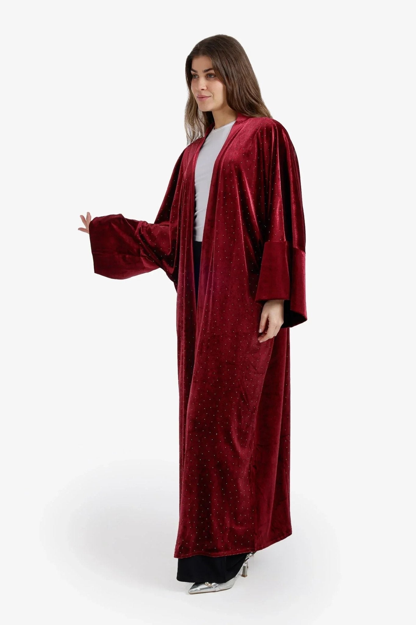 Embellished Velvet Maxi Kimono - Carina - Babazzaro