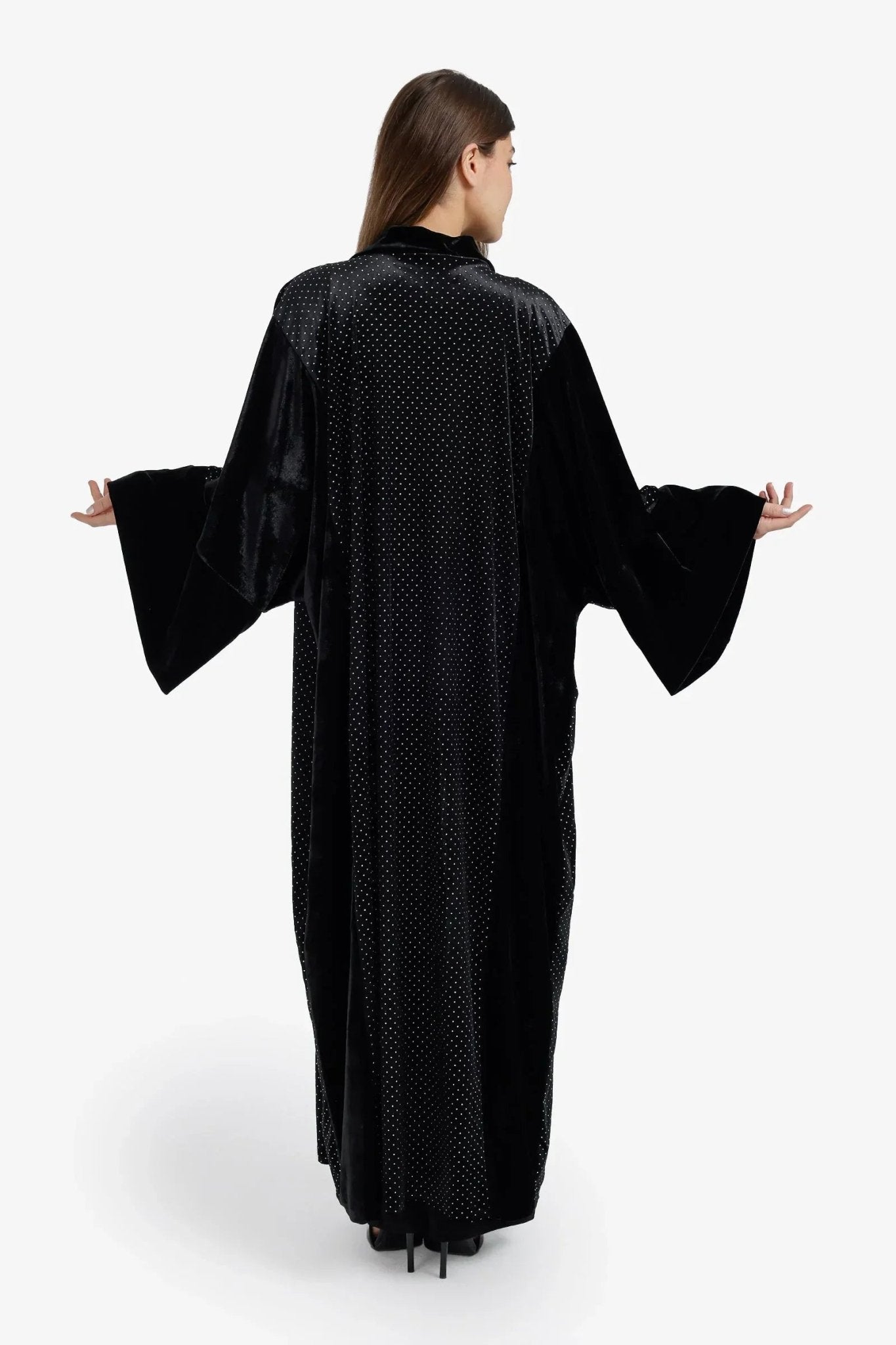 Embellished Velvet Maxi Kimono - Carina - Babazzaro