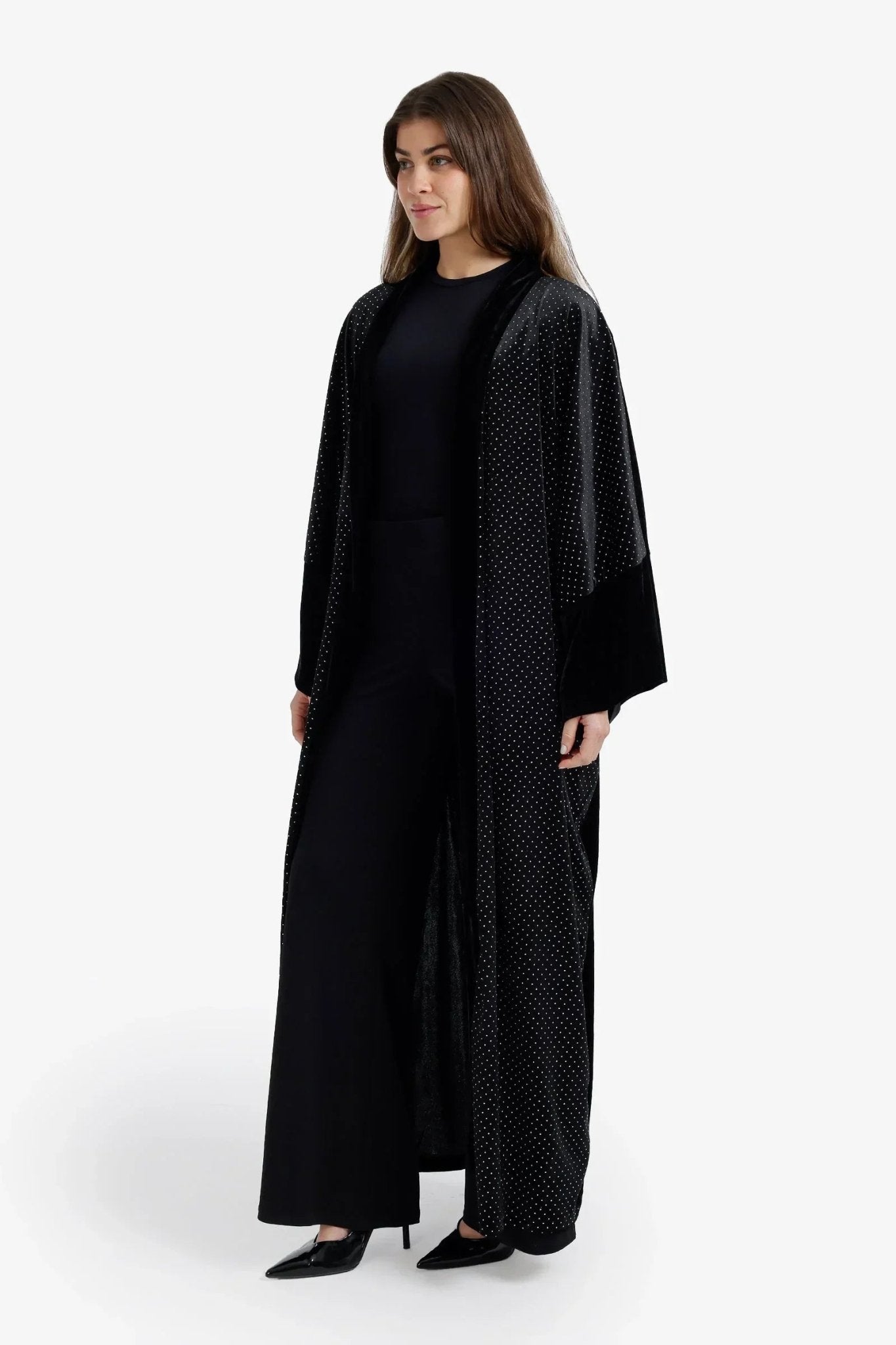 Embellished Velvet Maxi Kimono - Carina - Babazzaro