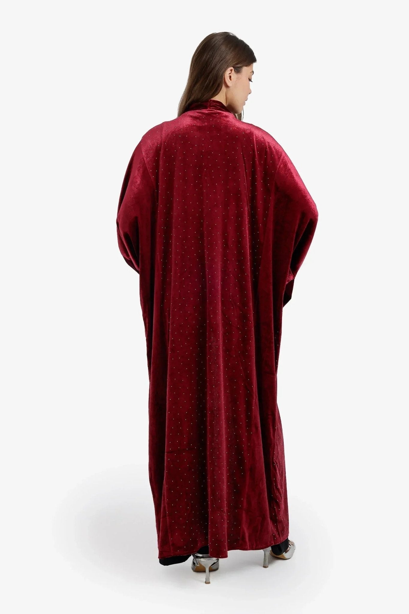 Embellished Velvet Maxi Kimono - Carina - Babazzaro