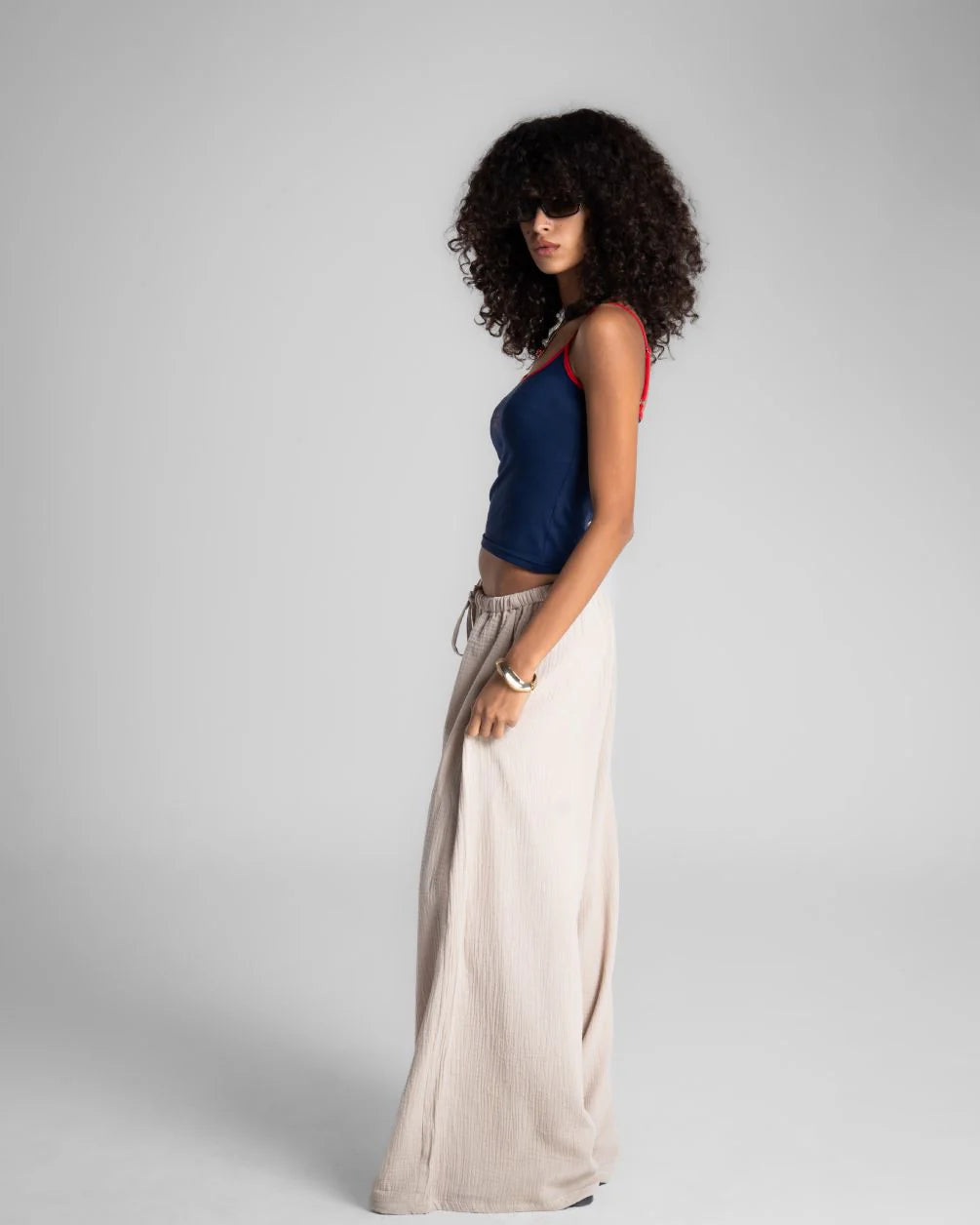 In your shoe - Beige Crinkled Loose Pants 3
